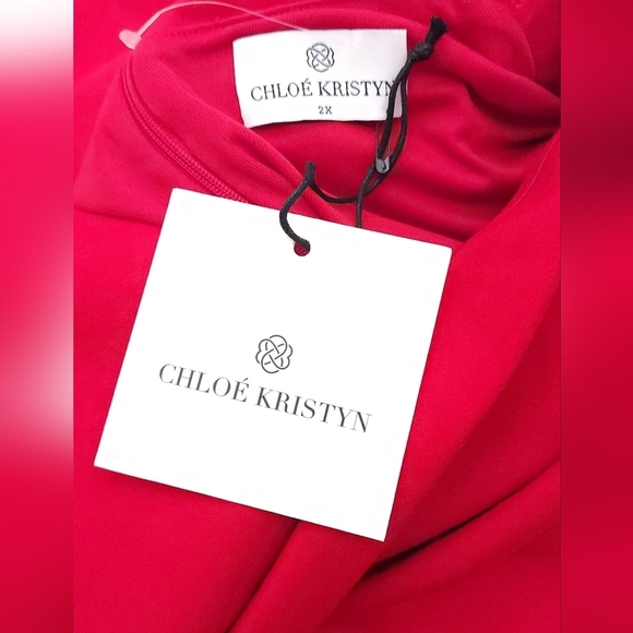 NWT $348 Chloe Kristyn Ponte Knit Bianca Red Dress Stretchy Women Size 2X - Picture 5 of 9